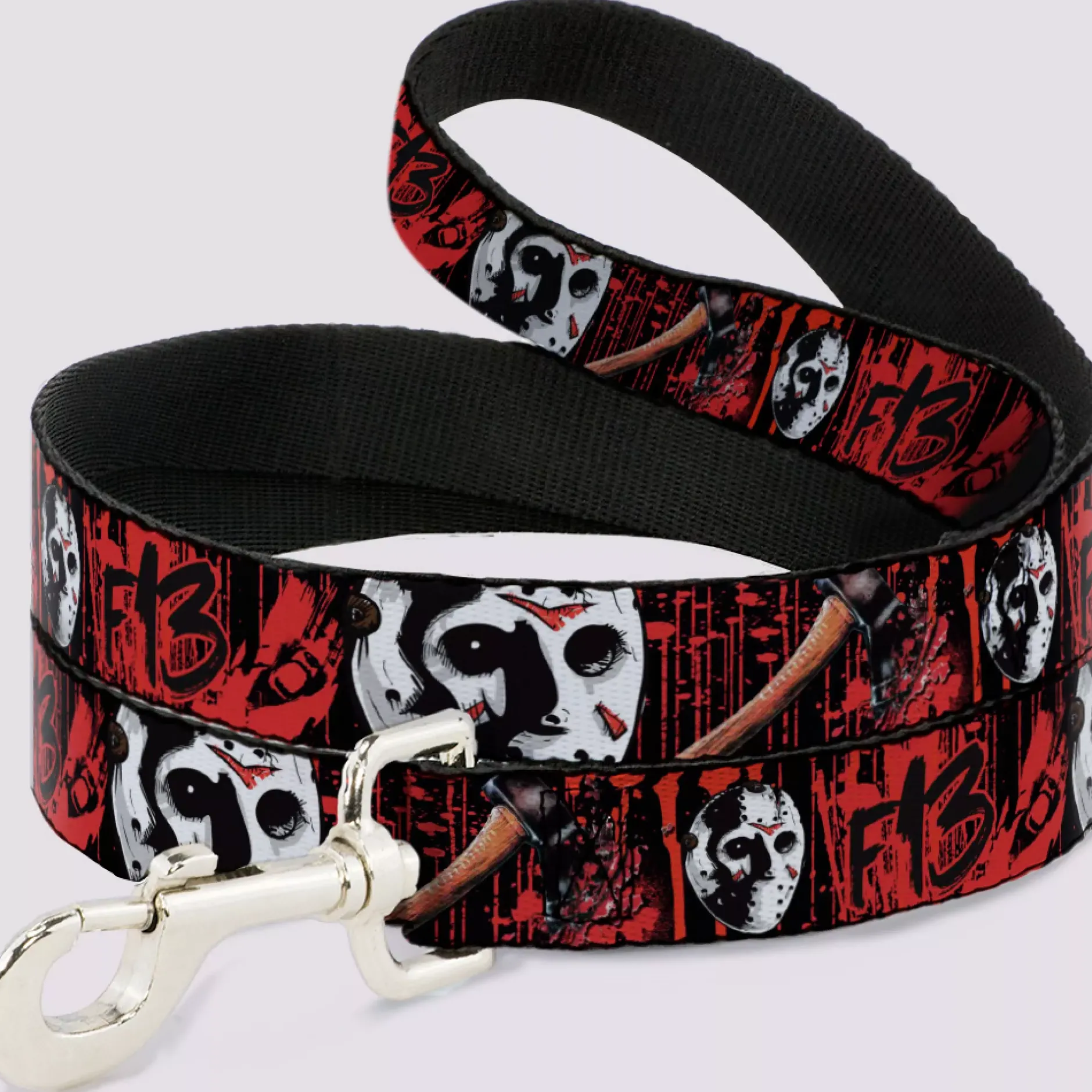 Spirit Halloween Buckle-Down Black and Red Friday the 13th Dog Leash