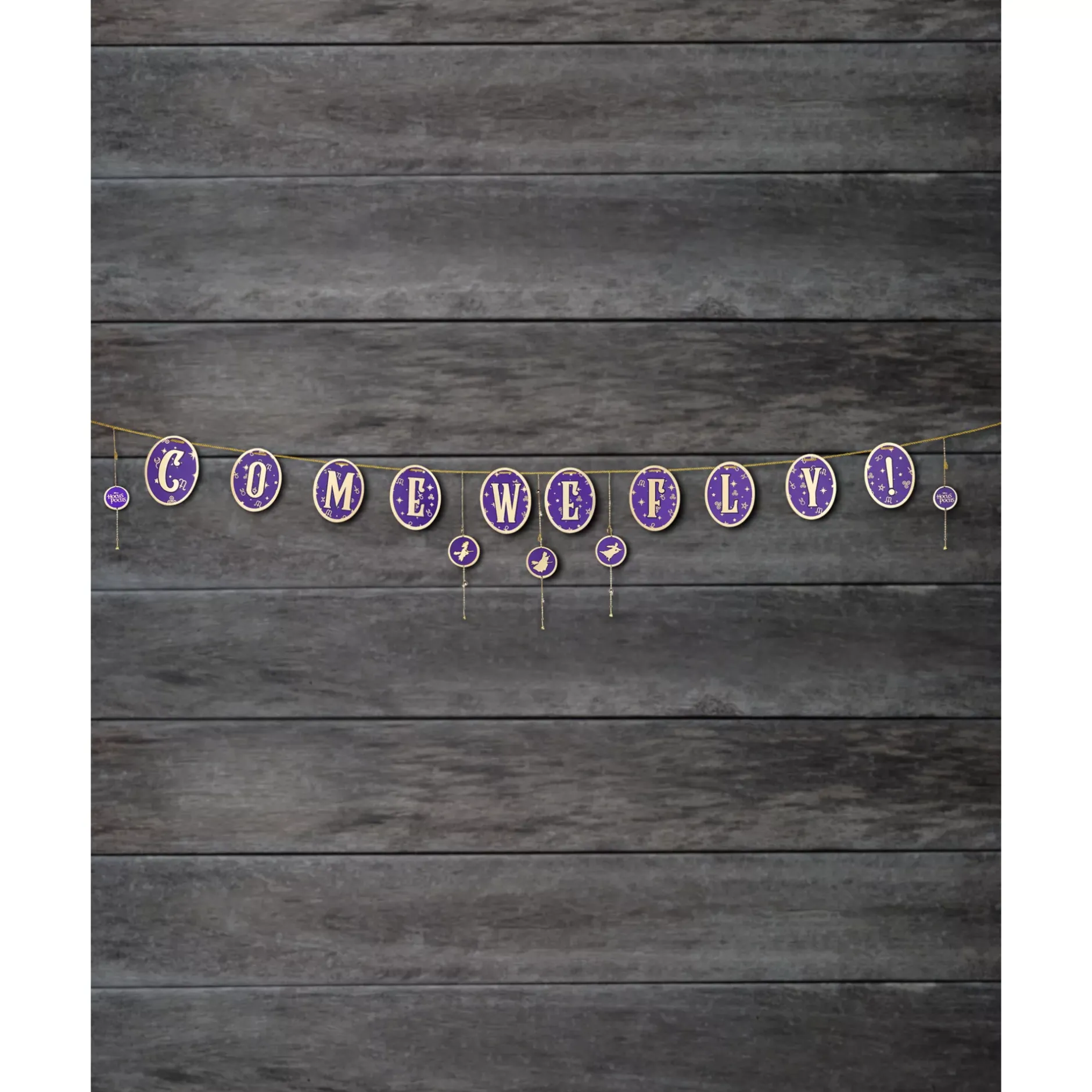 Spirit Halloween Come We Fly Banner - Hocus Pocus