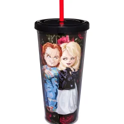 Spirit Halloween Crazy In Love Chucky and Tiffany Cup with Straw - 20 oz.