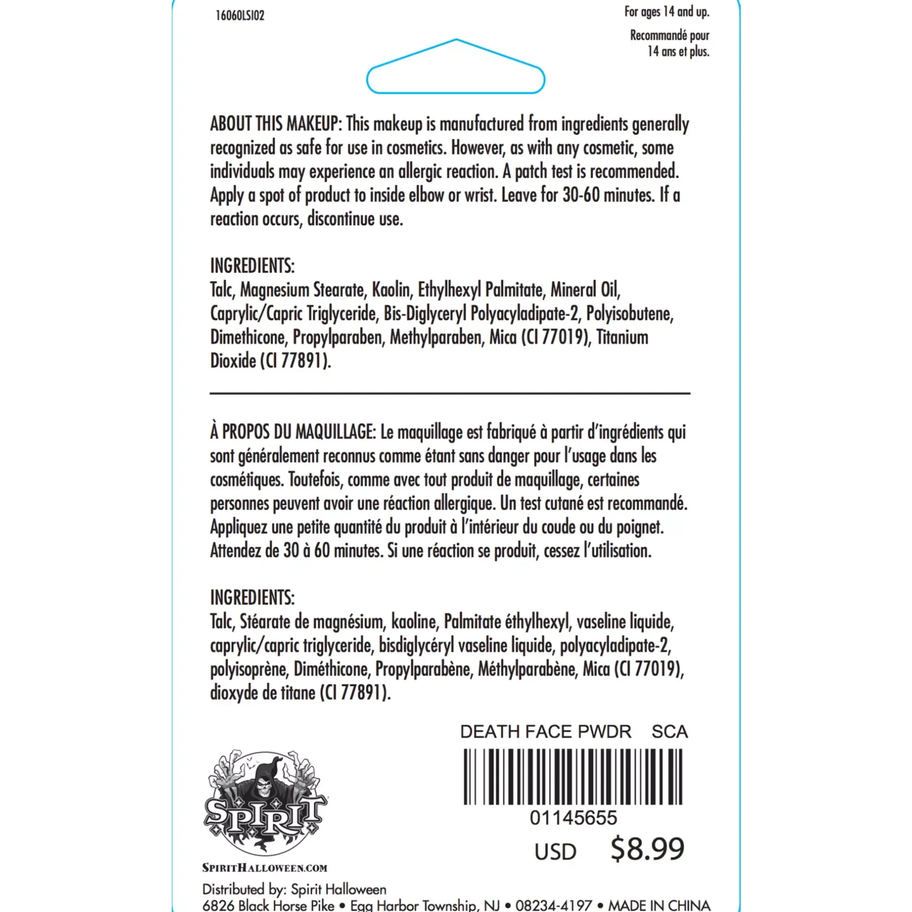 Spirit Halloween Dead White Face Powder Makeup