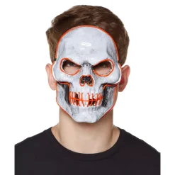 Spirit Halloween Doom EL Wire Light-Up Skeleton Half Mask