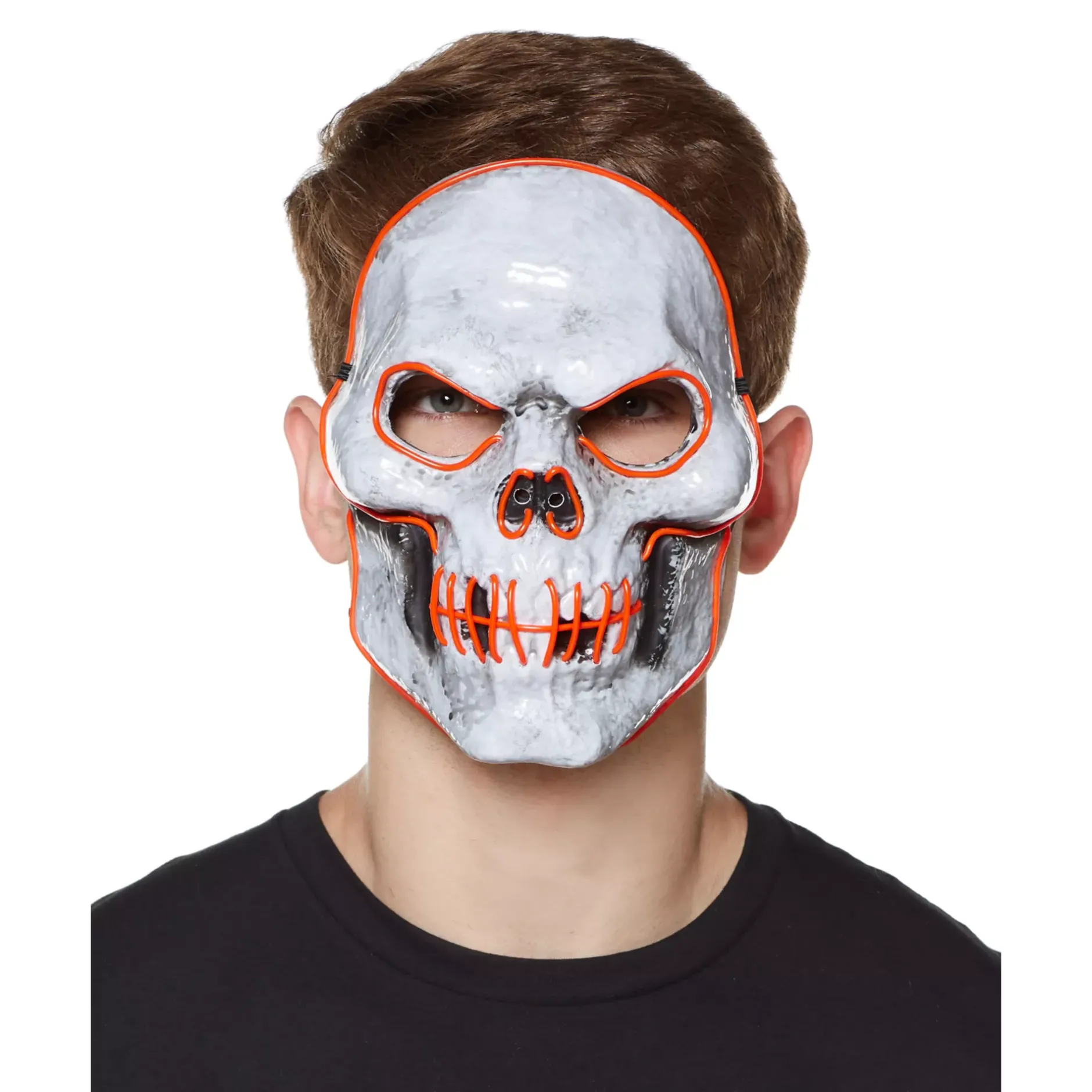 Spirit Halloween Doom EL Wire Light-Up Skeleton Half Mask