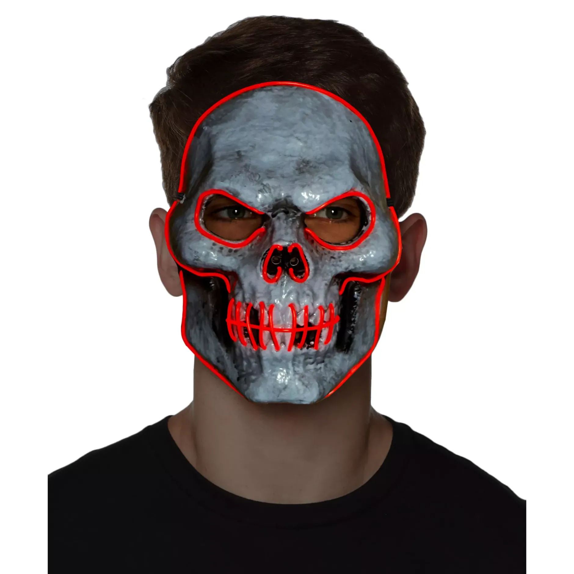 Spirit Halloween Doom EL Wire Light-Up Skeleton Half Mask