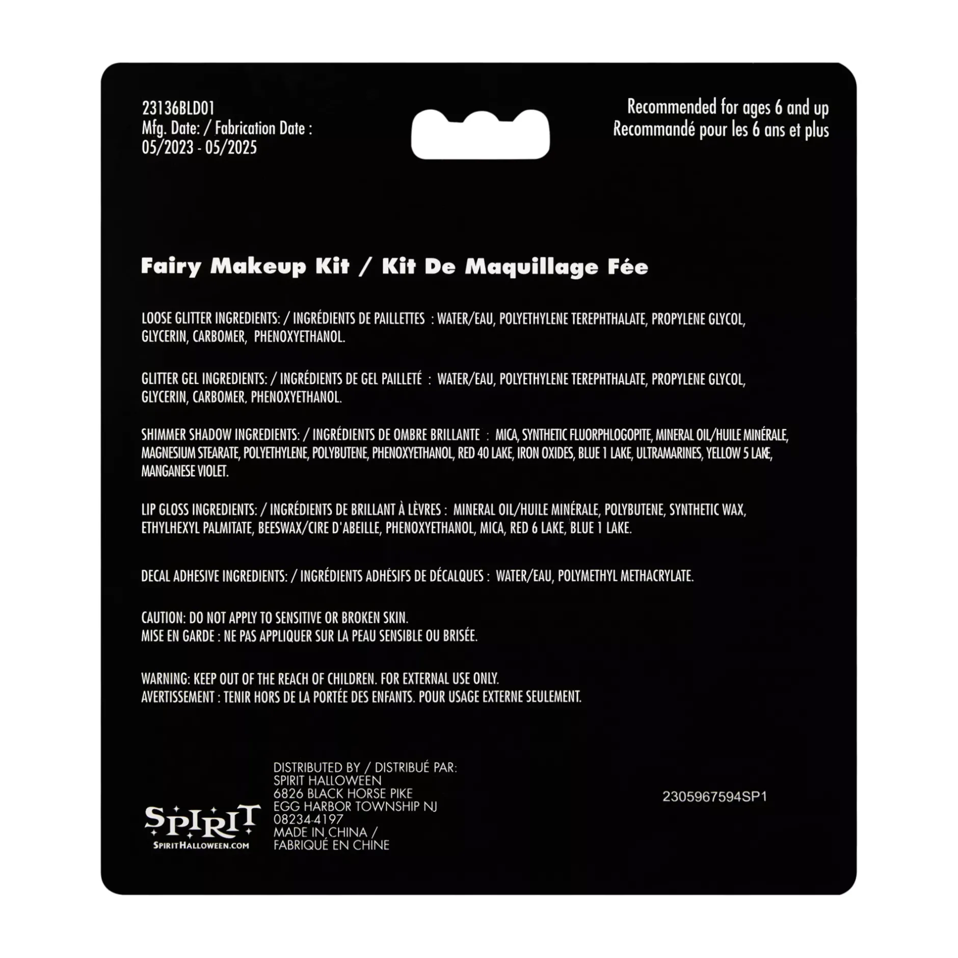 Spirit Halloween Girls Dark Fairy Makeup Kit