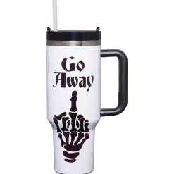 Spirit Halloween Go Away Middle Finger Travel Tumbler with Straw - 40 oz.