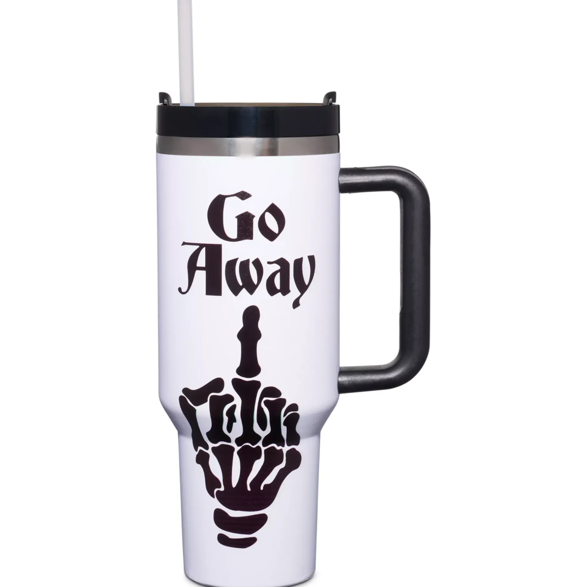 Spirit Halloween Go Away Middle Finger Travel Tumbler with Straw - 40 oz.