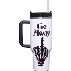 Spirit Halloween Go Away Middle Finger Travel Tumbler with Straw - 40 oz.
