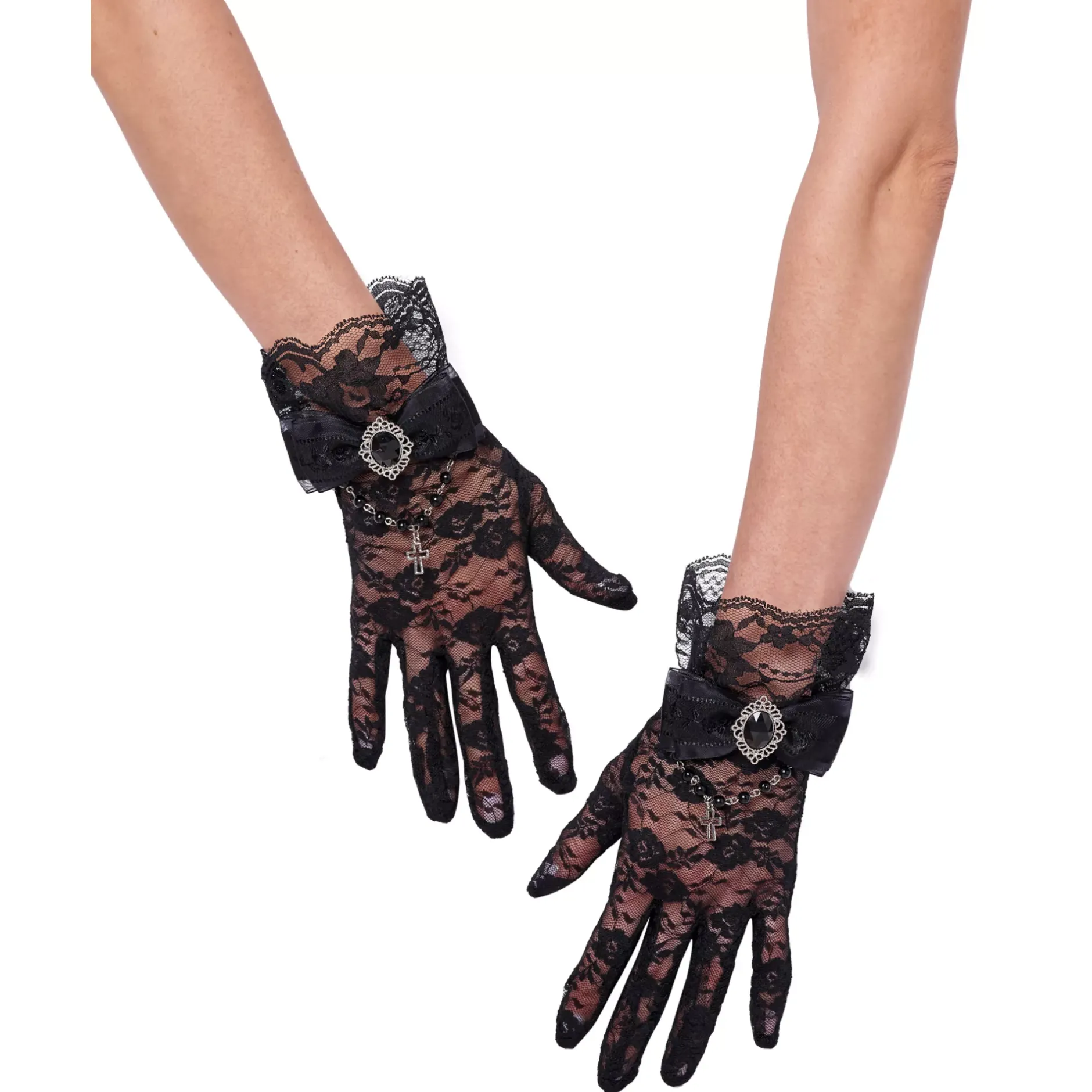 Women Spirit Halloween Gothic Lace Vampire Gloves