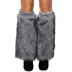Spirit Halloween Grey Faux Fur Leg Warmers
