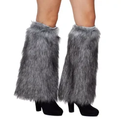 Spirit Halloween Grey Faux Fur Leg Warmers