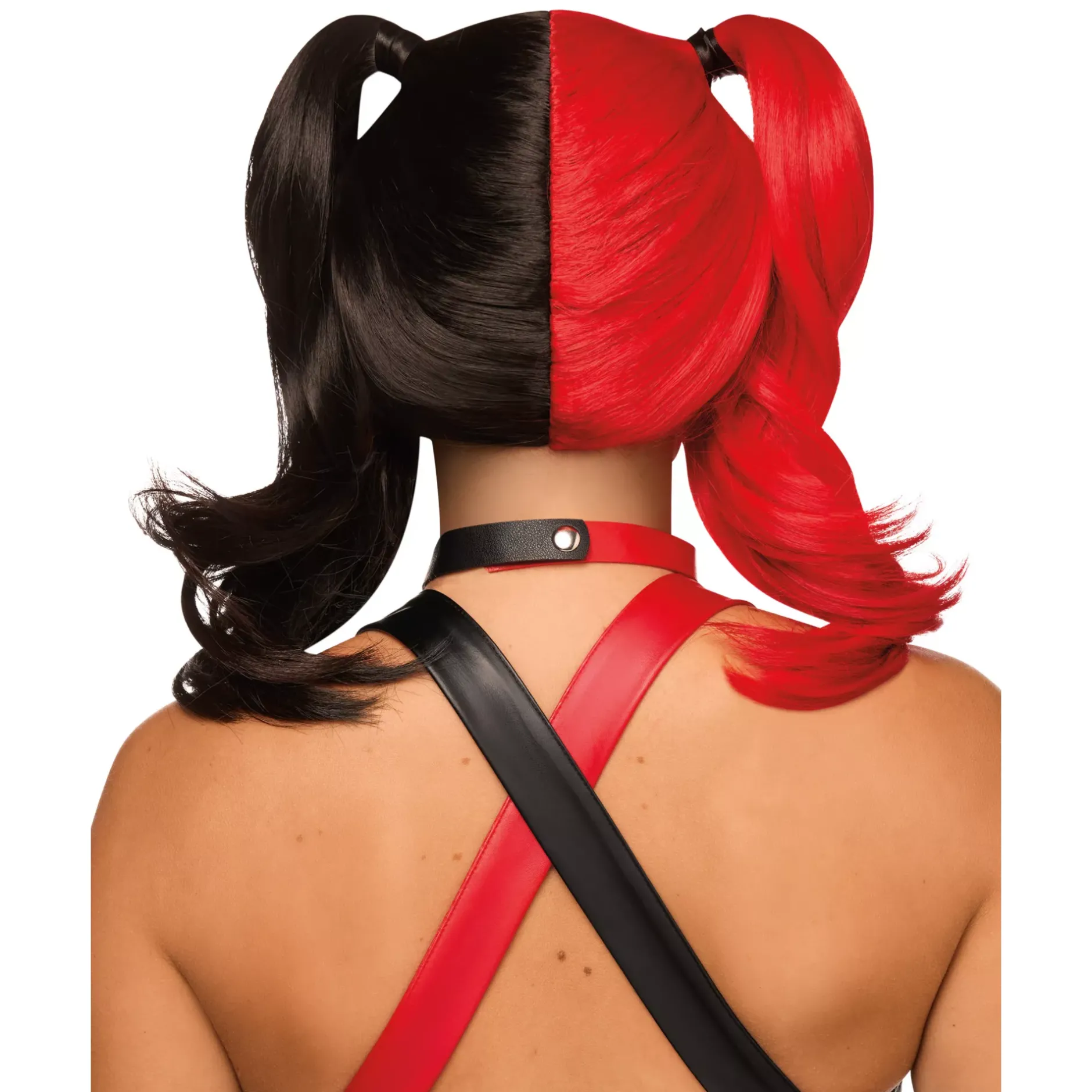 Women Spirit Halloween Harley Quinn Red and Black Pigtails Wig - DC Villains