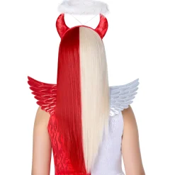 Women Spirit Halloween Heat Resistant Angel and Devil Split Wig