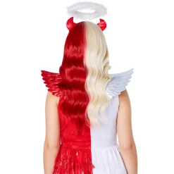 Women Spirit Halloween Heat Resistant Angel and Devil Split Wig