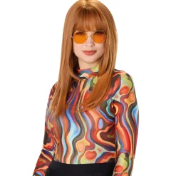 Women Spirit Halloween Heat Resistant Copper Wig with Bangs