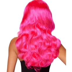 Women Spirit Halloween Hollywood Glam Curls Wig Pink