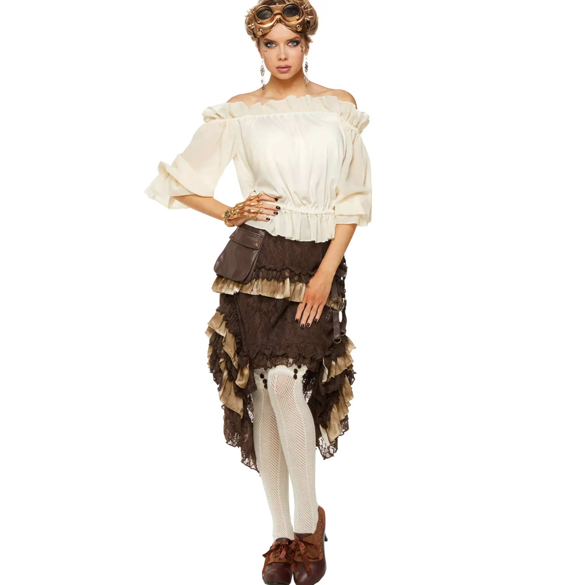 Women Spirit Halloween Ivory Off The Shoulder Shirt