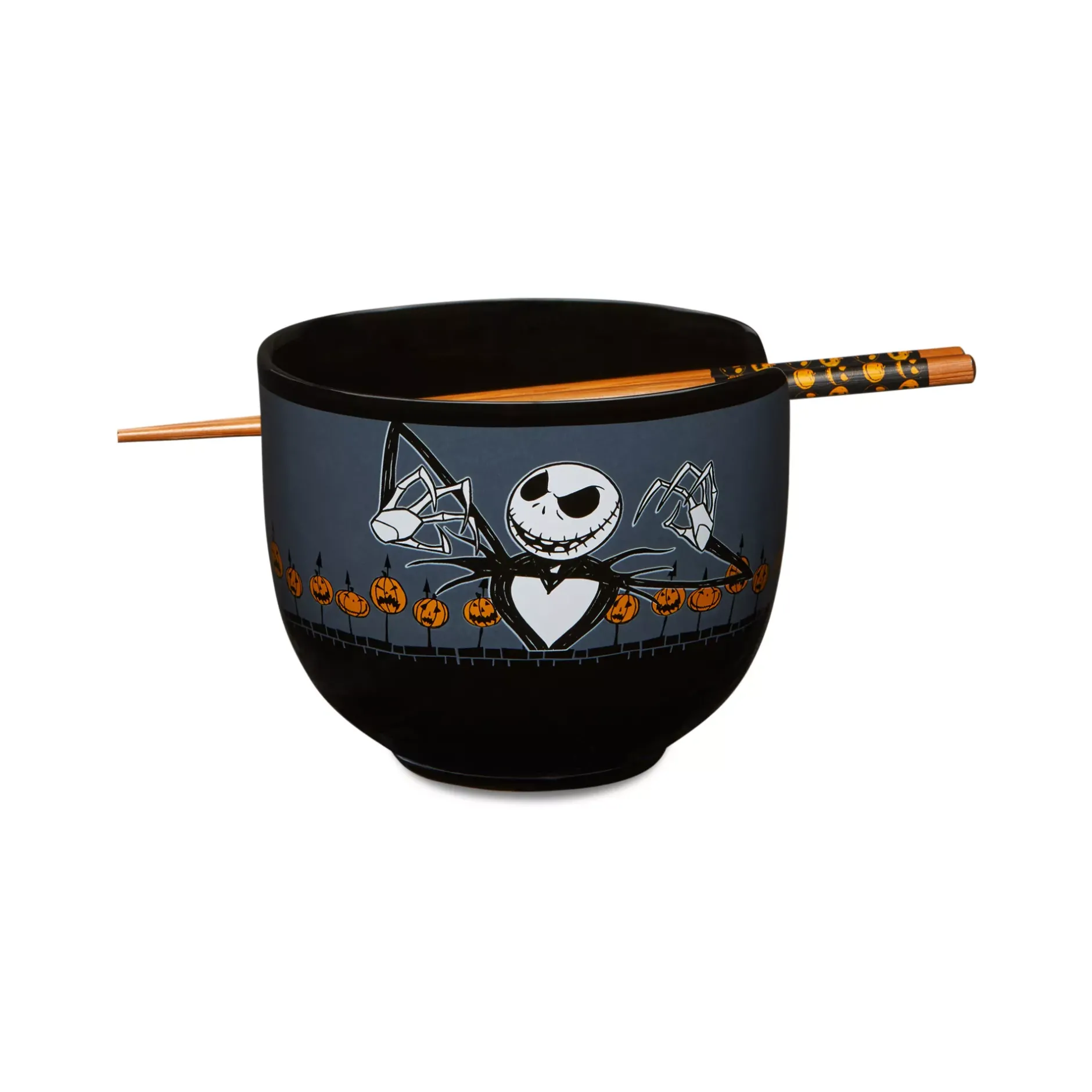 Spirit Halloween Jack Skellington Pumpkin Bowl with Chopsticks - The Nightmare Before Christmas