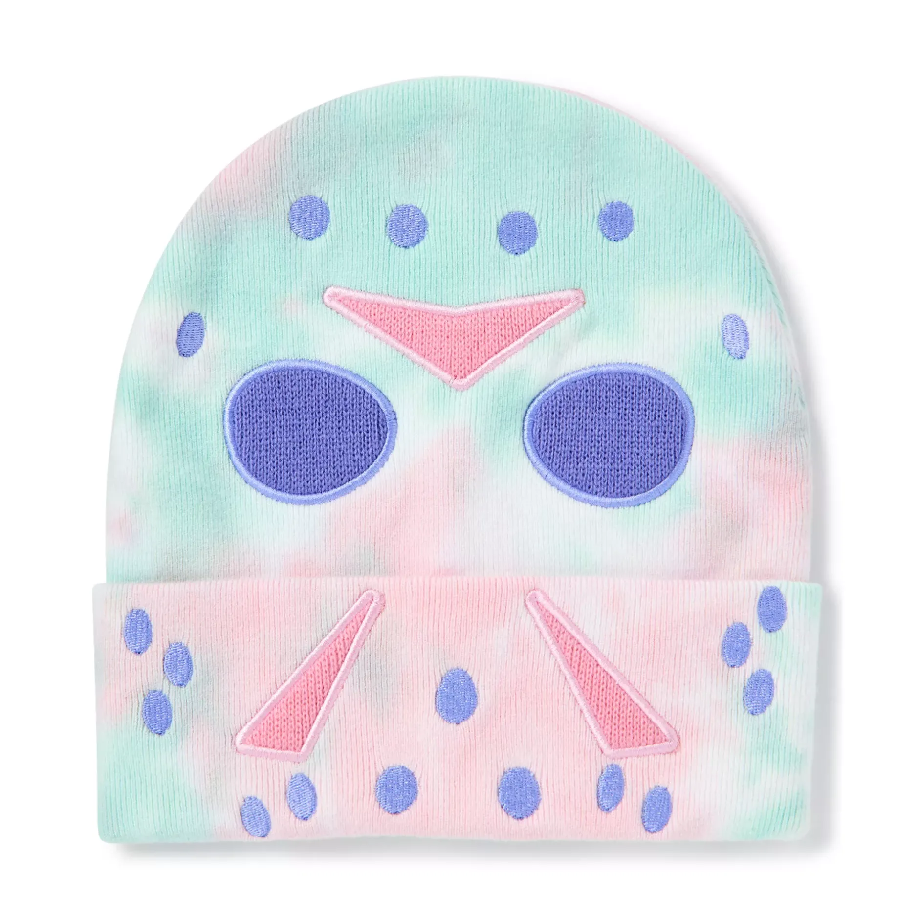 Spirit Halloween Jason Voorhees Mask Pastel Big Face Cuff Beanie Hat - Friday the 13th