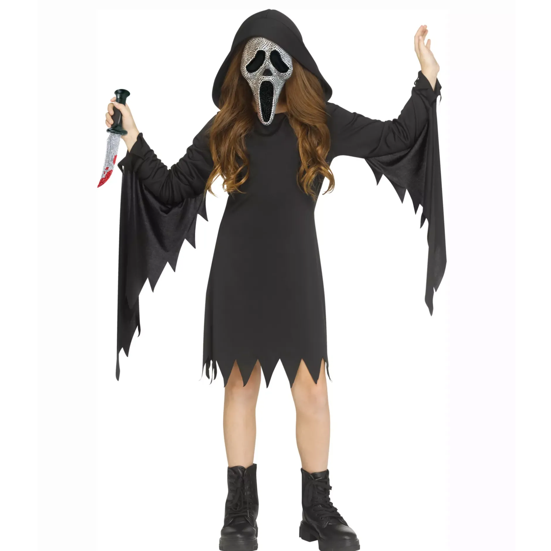 Spirit Halloween Kids Bling Ghost Face Dress Costume