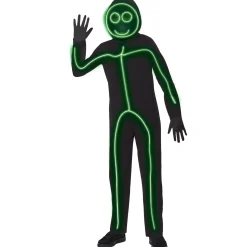 Spirit Halloween Kids Light-Up EL Wire Green Stick Figure Costume