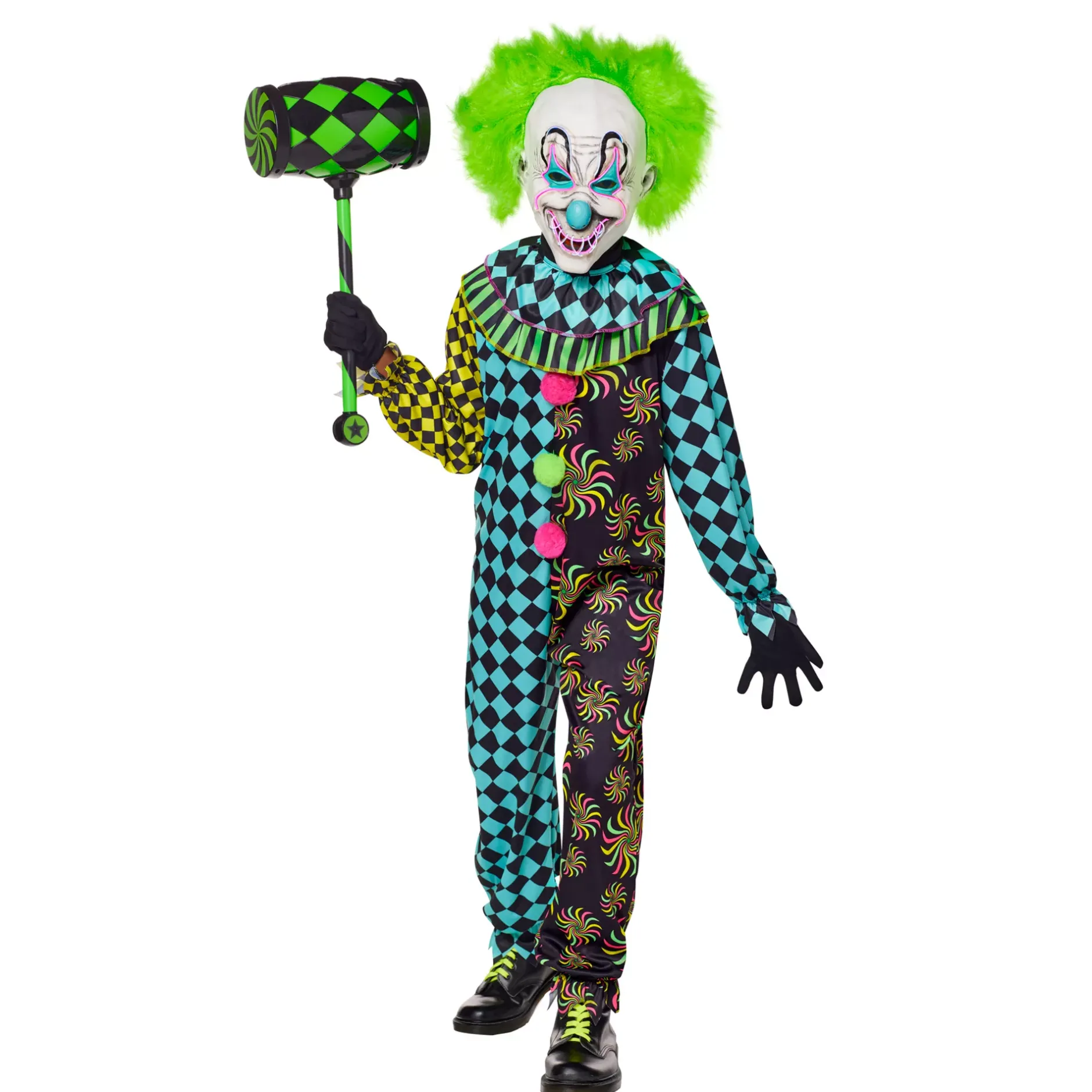 BOY Spirit Halloween Kids Neon Clown Costume