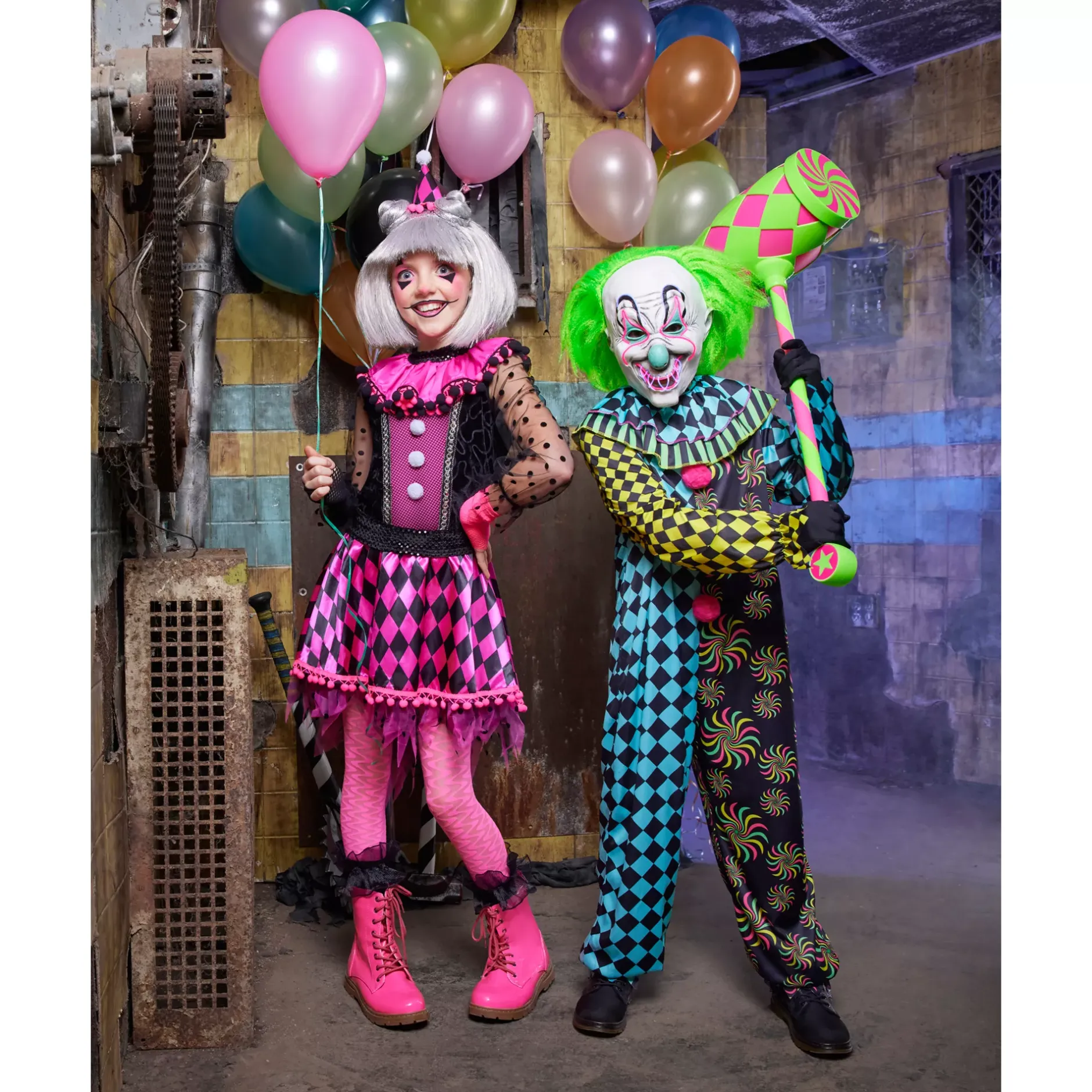 BOY Spirit Halloween Kids Neon Clown Costume