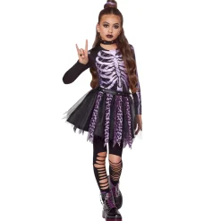 Spirit Halloween Kids Purple Punk Gothic Skeleton Costume