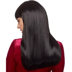 Women Spirit Halloween Long Black Wig with Bangs