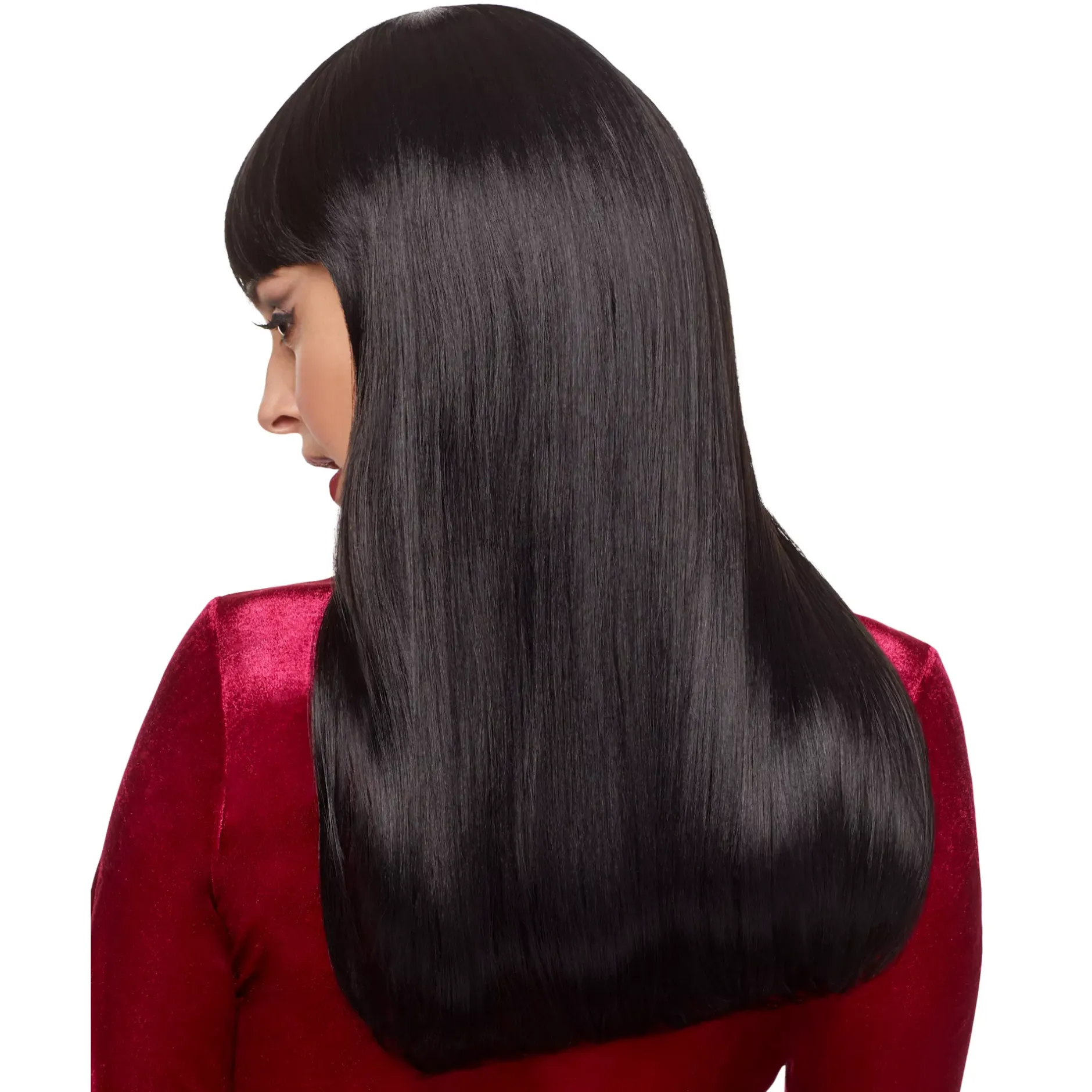 Women Spirit Halloween Long Black Wig with Bangs
