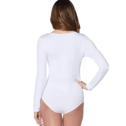Women Spirit Halloween Long Sleeve White Bodysuit