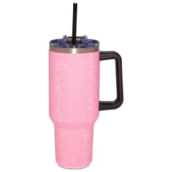 Spirit Halloween Pink Rhinestone Travel Tumbler with Straw - 40 oz.