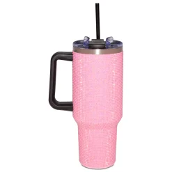 Spirit Halloween Pink Rhinestone Travel Tumbler with Straw - 40 oz.