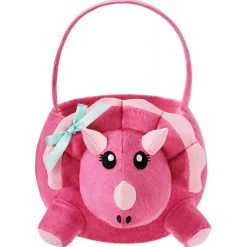 Spirit Halloween Pink Triceratops Plush Treat Bucket