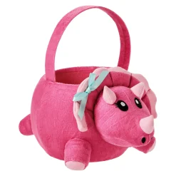 Spirit Halloween Pink Triceratops Plush Treat Bucket