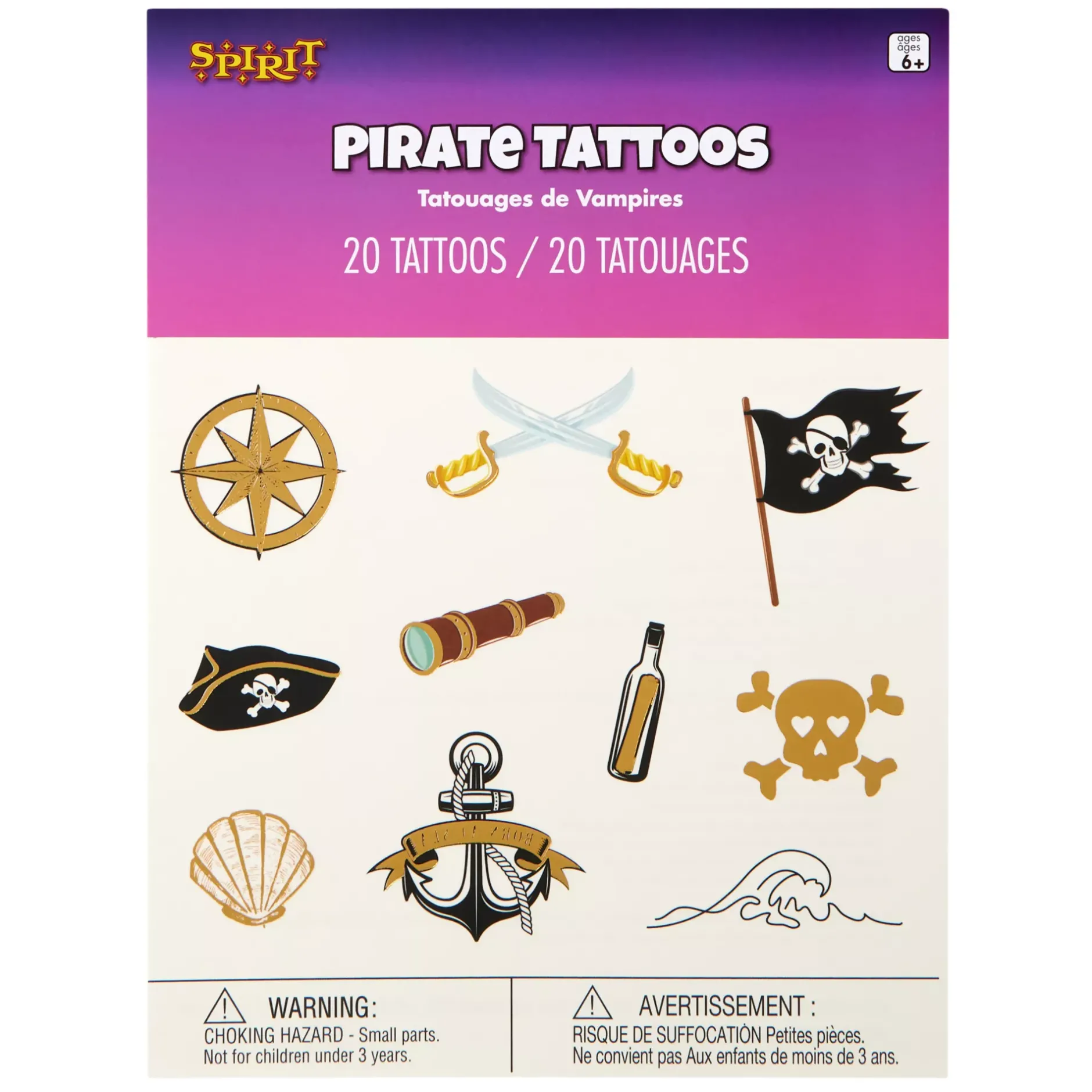 Spirit Halloween Pirate Temporary Tattoos