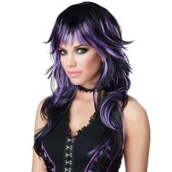 Women Spirit Halloween Purple and Black Tempting Tresses Wig