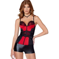 Women Spirit Halloween Red and Black Lace Corset