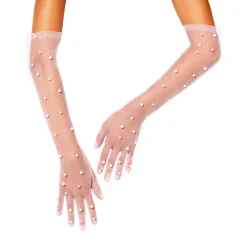 Women Spirit Halloween Royal Faux Pearl Sheer Gloves