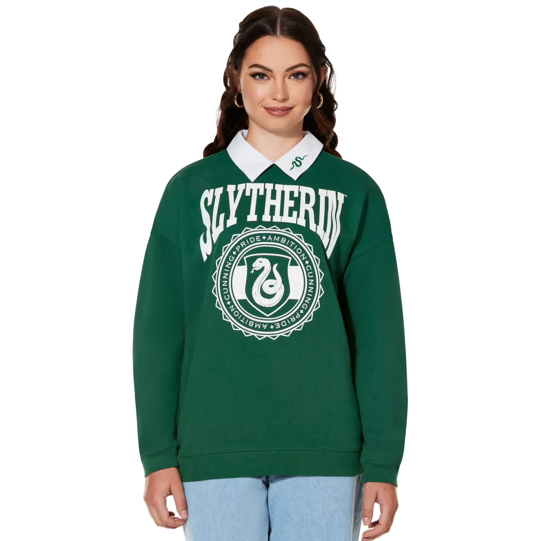 Women Spirit Halloween Slytherin Collared Crewneck - Harry Potter