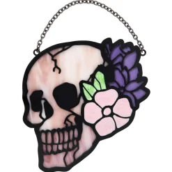Spirit Halloween Stained Glass Flower Skull Sun Catcher