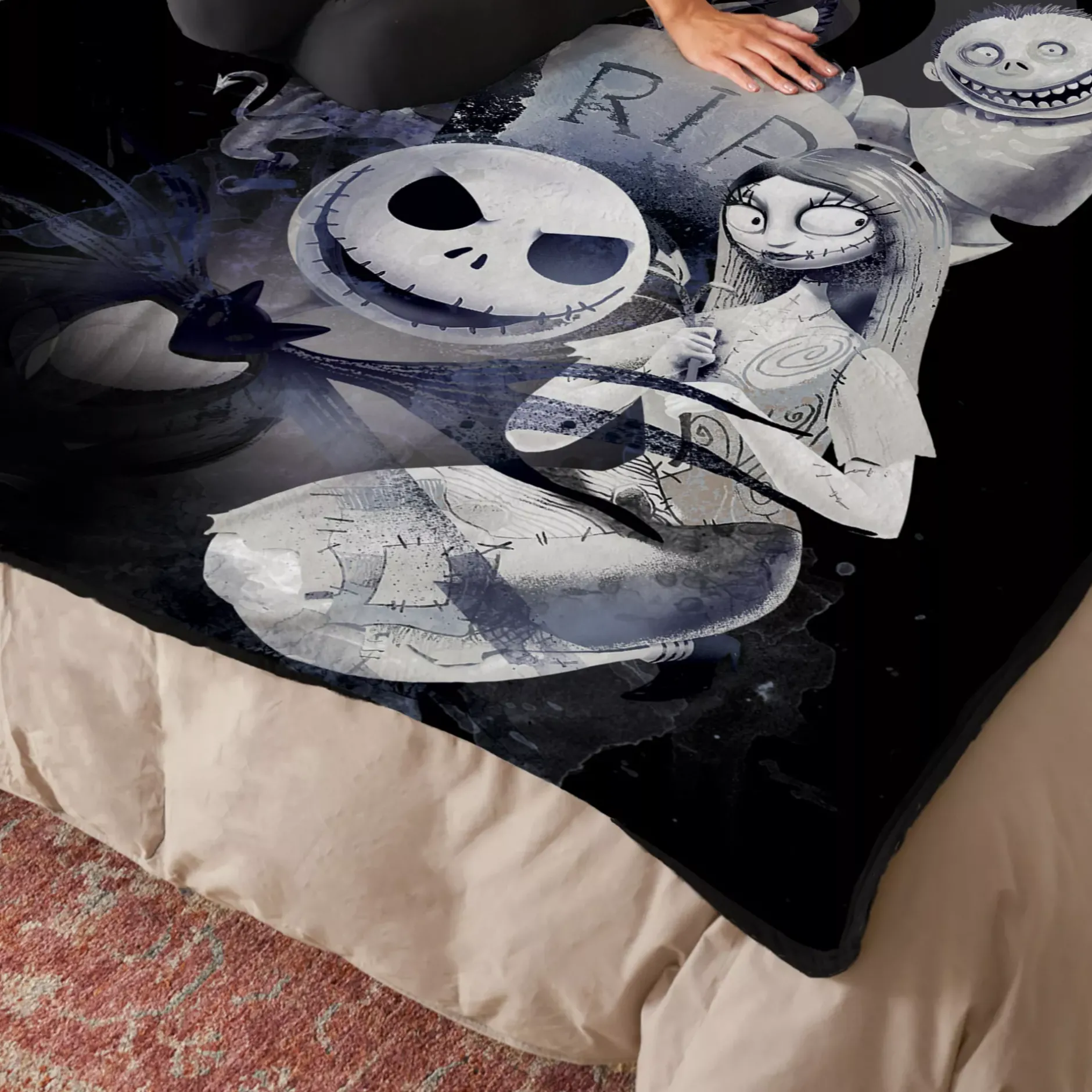 Spirit Halloween The Nightmare Before Christmas Graveyard Fleece Blanket