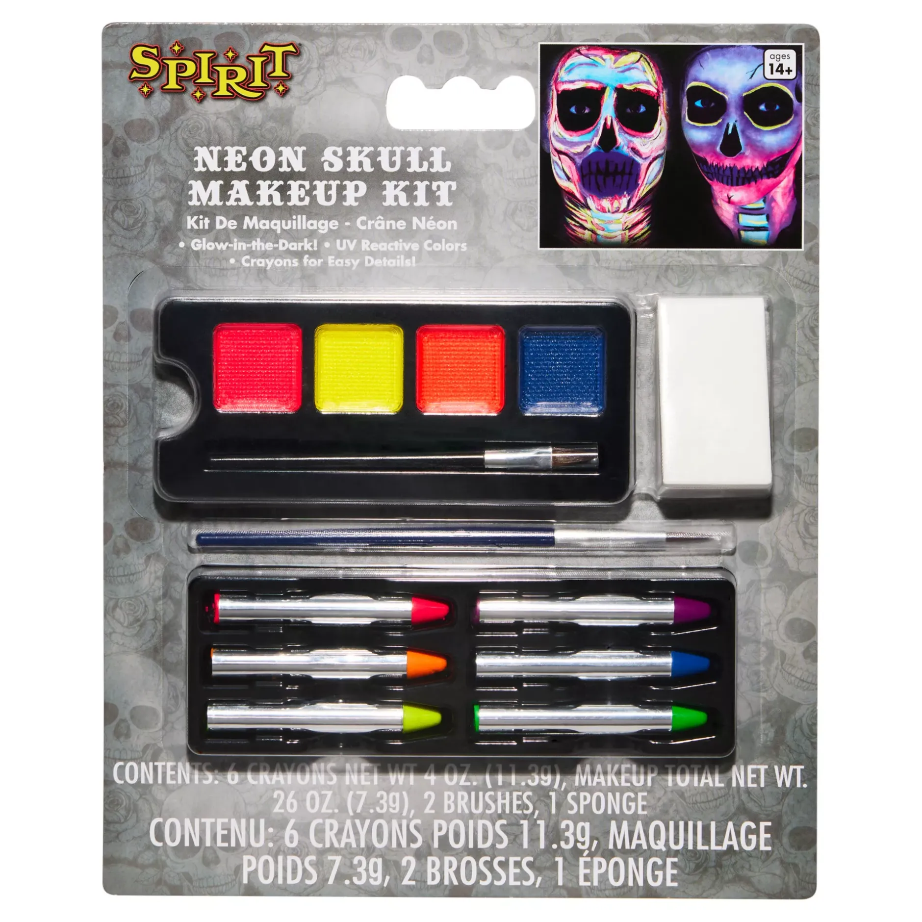 Spirit Halloween UV Reactive Neon Skull Makeup Kit