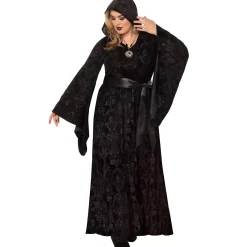 Women Spirit Halloween Velvet Hooded Robe