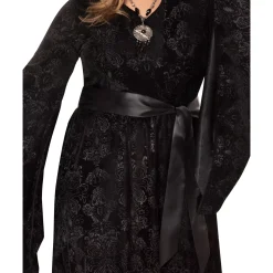 Women Spirit Halloween Velvet Hooded Robe