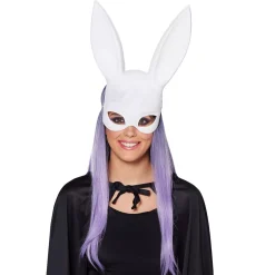 Spirit Halloween White Glitter Bunny Mask